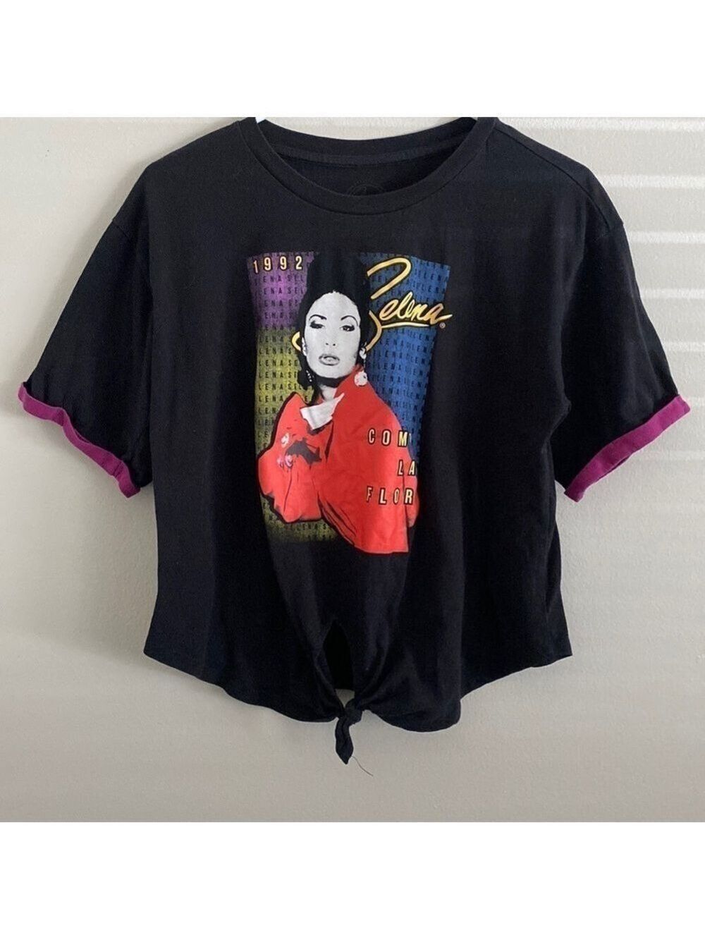 Selena black tie front T-shirt